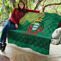 Togo Quilt with Red Twin Lions and Travail Liberté Patrie Slogan