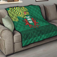 Togo Quilt with Red Twin Lions and Travail Liberté Patrie Slogan