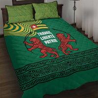 Togo Quilt Bed Set with Red Twin Lions and Travail Liberté Patrie Slogan
