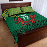Togo Quilt Bed Set with Red Twin Lions and Travail Liberté Patrie Slogan