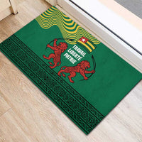 Togo Rubber Doormat with Red Twin Lions and Travail Liberté Patrie Slogan