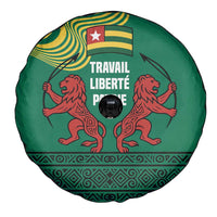 Togo Spare Tire Cover with Red Twin Lions and Travail Liberté Patrie Slogan
