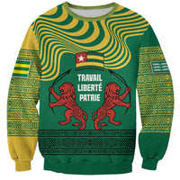 Togo Sweatshirt with Red Twin Lions and Travail Liberté Patrie Slogan