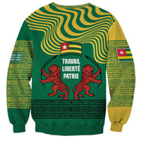 Togo Sweatshirt with Red Twin Lions and Travail Liberté Patrie Slogan