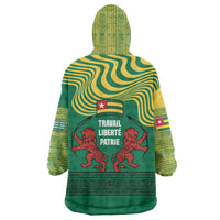 Togo Wearable Blanket Hoodie with Red Twin Lions and Travail Liberté Patrie Slogan
