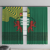 Togo Window Curtain with Red Twin Lions and Travail Liberté Patrie Slogan