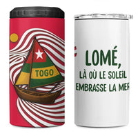 Lome Togo 4 in 1 Can Cooler Tumbler with Sailboat and Sunset – Where the Sun Kisses the Sea