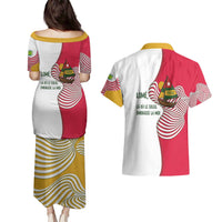 Lome Togo Couples Matching Puletasi and Hawaiian Shirt with Sailboat and Sunset – Where the Sun Kisses the Sea