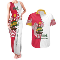 Lome Togo Couples Matching Tank Maxi Dress and Hawaiian Shirt with Sailboat and Sunset – Where the Sun Kisses the Sea