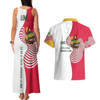 Lome Togo Couples Matching Tank Maxi Dress and Hawaiian Shirt with Sailboat and Sunset – Where the Sun Kisses the Sea