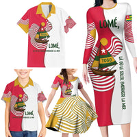 Lome Togo Family Matching Long Sleeve Bodycon Dress and Hawaiian Shirt with Sailboat and Sunset – Where the Sun Kisses the Sea