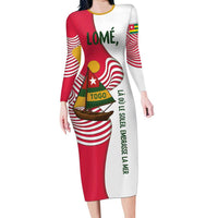 Lome Togo Family Matching Long Sleeve Bodycon Dress and Hawaiian Shirt with Sailboat and Sunset – Where the Sun Kisses the Sea