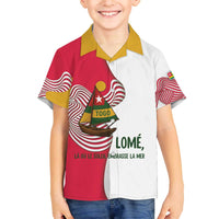 Lome Togo Family Matching Off The Shoulder Long Sleeve Dress and Hawaiian Shirt with Sailboat and Sunset – Where the Sun Kisses the Sea