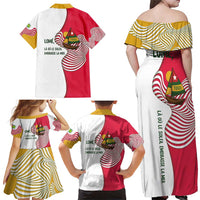 Lome Togo Family Matching Off Shoulder Maxi Dress and Hawaiian Shirt with Sailboat and Sunset – Where the Sun Kisses the Sea