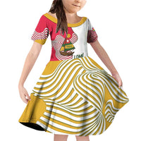 Lome Togo Family Matching Off Shoulder Short Dress and Hawaiian Shirt with Sailboat and Sunset – Where the Sun Kisses the Sea