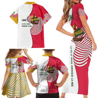 Lome Togo Family Matching Short Sleeve Bodycon Dress and Hawaiian Shirt with Sailboat and Sunset – Where the Sun Kisses the Sea