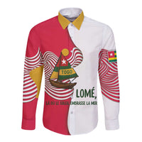 Lome Togo Long Sleeve Button Shirt with Sailboat and Sunset – Where the Sun Kisses the Sea