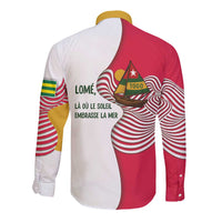 Lome Togo Long Sleeve Button Shirt with Sailboat and Sunset – Where the Sun Kisses the Sea