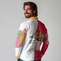 Lome Togo Long Sleeve Polo Shirt with Sailboat and Sunset – Where the Sun Kisses the Sea