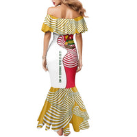 Lome Togo Mermaid Dress with Sailboat and Sunset – Where the Sun Kisses the Sea