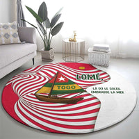 Lome Togo Round Carpet with Sailboat and Sunset – Where the Sun Kisses the Sea