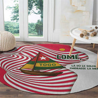 Lome Togo Round Carpet with Sailboat and Sunset – Where the Sun Kisses the Sea