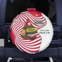 Lome Togo Spare Tire Cover with Sailboat and Sunset – Where the Sun Kisses the Sea