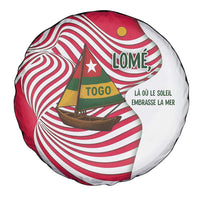 Lome Togo Spare Tire Cover with Sailboat and Sunset – Where the Sun Kisses the Sea