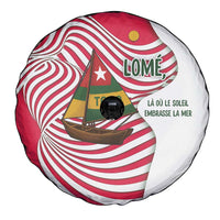 Lome Togo Spare Tire Cover with Sailboat and Sunset – Where the Sun Kisses the Sea