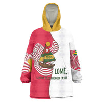 Lome Togo Wearable Blanket Hoodie with Sailboat and Sunset – Where the Sun Kisses the Sea