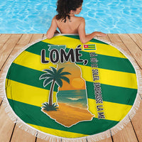 Lome Togo Sunset Beach Blanket with Palm Trees and Ocean Embrace Design