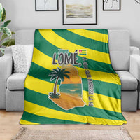 Lome Togo Sunset Blanket with Palm Trees and Ocean Embrace Design