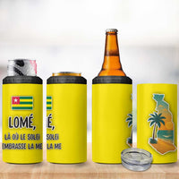 Lome Togo Sunset 4 in 1 Can Cooler Tumbler with Palm Trees and Ocean Embrace Design