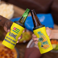 Lome Togo Sunset 4 in 1 Can Cooler Tumbler with Palm Trees and Ocean Embrace Design