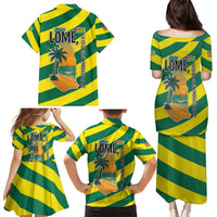 Lome Togo Sunset Family Matching Puletasi and Hawaiian Shirt with Palm Trees and Ocean Embrace Design