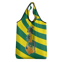 Lome Togo Sunset Grocery Bag with Palm Trees and Ocean Embrace Design
