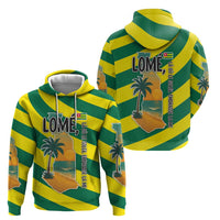 Lome Togo Sunset Hoodie with Palm Trees and Ocean Embrace Design