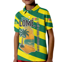 Lome Togo Sunset Kid Polo Shirt with Palm Trees and Ocean Embrace Design