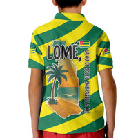 Lome Togo Sunset Kid Polo Shirt with Palm Trees and Ocean Embrace Design