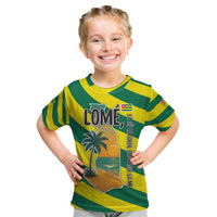 Lome Togo Sunset Kid T Shirt with Palm Trees and Ocean Embrace Design