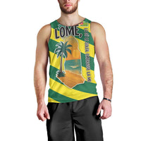 Lome Togo Sunset Men Tank Top with Palm Trees and Ocean Embrace Design