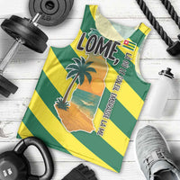 Lome Togo Sunset Men Tank Top with Palm Trees and Ocean Embrace Design