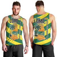 Lome Togo Sunset Men Tank Top with Palm Trees and Ocean Embrace Design