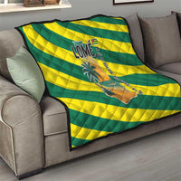 Lome Togo Sunset Quilt with Palm Trees and Ocean Embrace Design