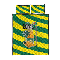 Lome Togo Sunset Quilt Bed Set with Palm Trees and Ocean Embrace Design
