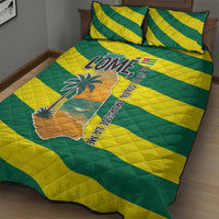 Lome Togo Sunset Quilt Bed Set with Palm Trees and Ocean Embrace Design
