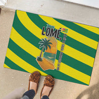 Lome Togo Sunset Rubber Doormat with Palm Trees and Ocean Embrace Design