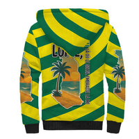 Lome Togo Sunset Sherpa Hoodie with Palm Trees and Ocean Embrace Design