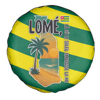 Lome Togo Sunset Spare Tire Cover with Palm Trees and Ocean Embrace Design