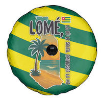 Lome Togo Sunset Spare Tire Cover with Palm Trees and Ocean Embrace Design
